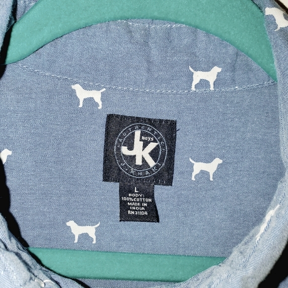 J. Khaki Youth Long Sleeve Button Up - Blue w/ Embroidered Dogs 163 - Picture 6 of 6